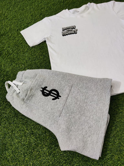 Gray/White MONEYI$MONEY Shorts Set