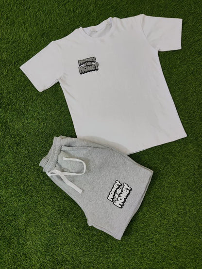 Gray/White MONEYI$MONEY Shorts Set