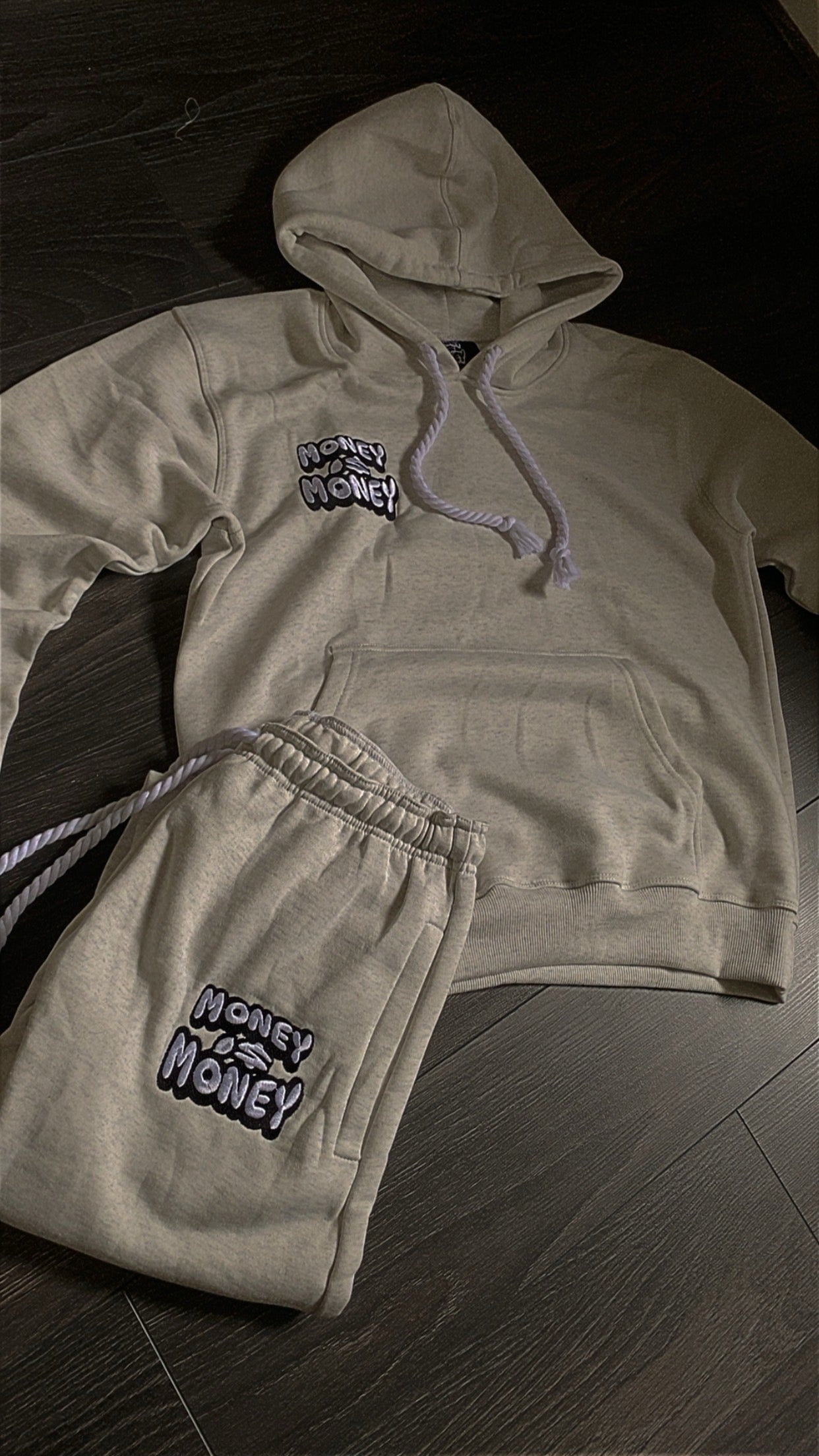 MONEYI$MONEY Grey/White Hoodie set