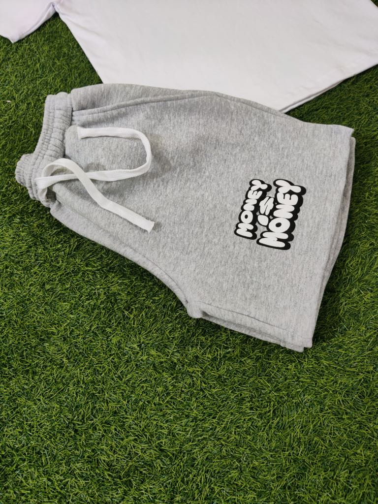 Gray/White MONEYI$MONEY Shorts Set