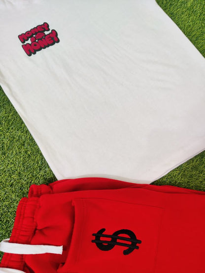 Red/White MONEYI$MONEY Shorts Set