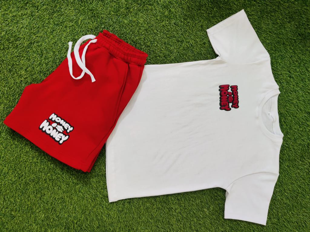 Red/White MONEYI$MONEY Shorts Set