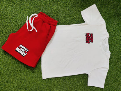 Red/White MONEYI$MONEY Shorts Set