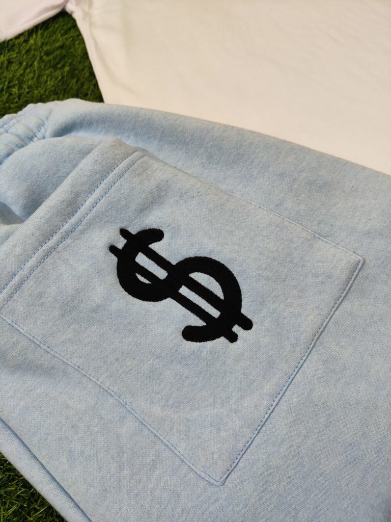 Light blue/White MONEYI$MONEY Shorts set