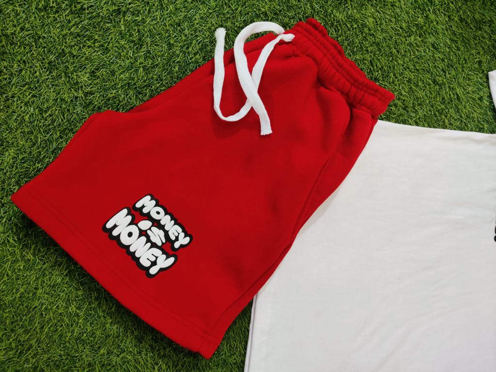 Red/White MONEYI$MONEY Shorts Set