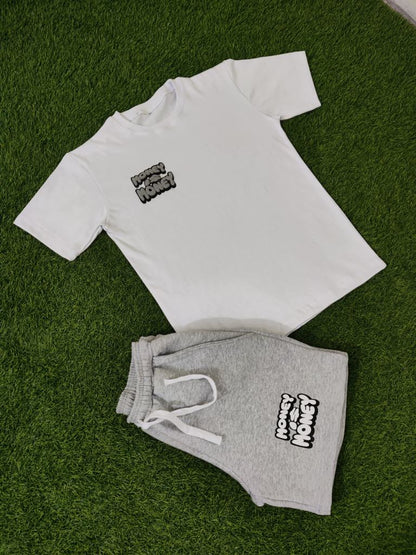 Gray/White MONEYI$MONEY Shorts Set